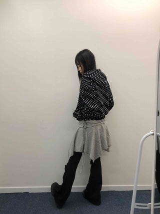 Vintage Dot Balloon Fit Hooded Jacket