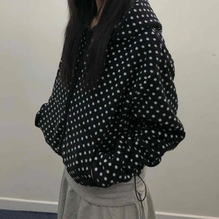 Vintage Dot Balloon Fit Hooded Jacket