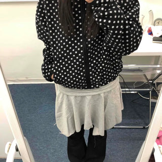 Vintage Dot Balloon Fit Hooded Jacket