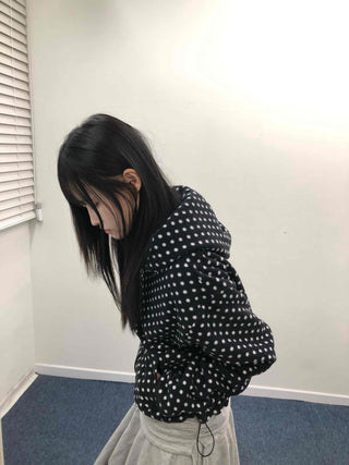 Vintage Dot Balloon Fit Hooded Jacket