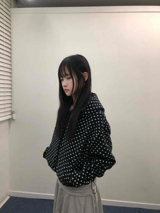 Vintage Dot Balloon Fit Hooded Jacket