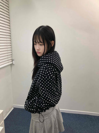 Vintage Dot Balloon Fit Hooded Jacket