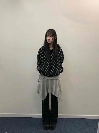 Vintage Dot Balloon Fit Hooded Jacket