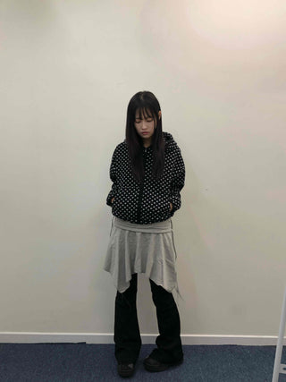 Vintage Dot Balloon Fit Hooded Jacket