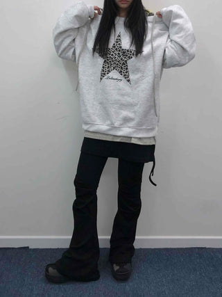 Leopard Big Star Print Oversized Sweatshirt