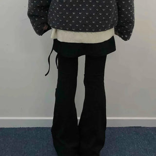 Wide Pintuck Bootcut Skirt Pants