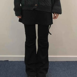 Wide Pintuck Bootcut Skirt Pants