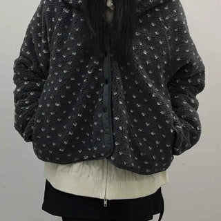 Reversible Monotone Mini Flower Volume Padded Jacket