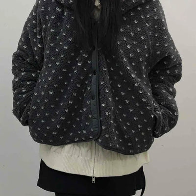 Reversible Monotone Mini Flower Volume Padded Jacket