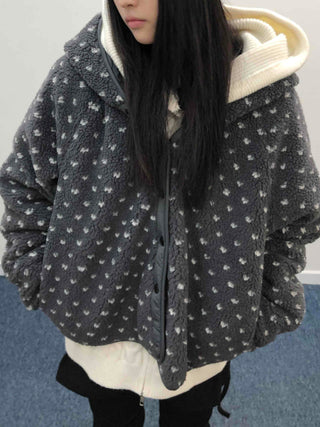 Reversible Monotone Mini Flower Volume Padded Jacket