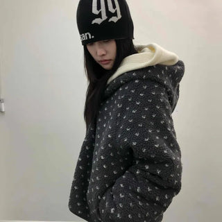Reversible Monotone Mini Flower Volume Padded Jacket