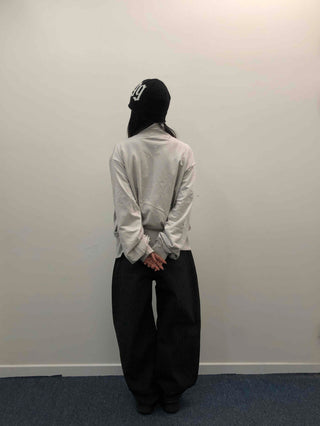 Embossed Numbering High Neck Snap Pocket Long Zip-Up