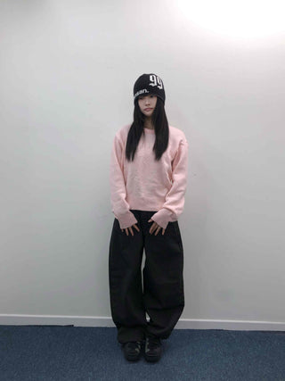 Soft Pastel Loose Fit Round Neck Knit