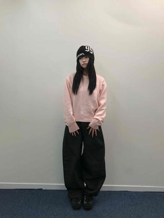 Soft Pastel Loose Fit Round Neck Knit
