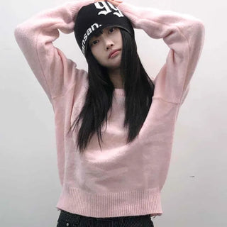 Soft Pastel Loose Fit Round Neck Knit