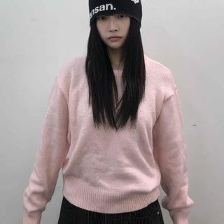 Soft Pastel Loose Fit Round Neck Knit