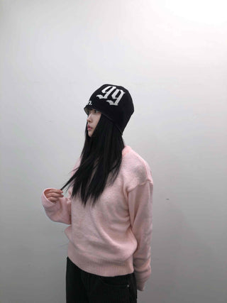 Soft Pastel Loose Fit Round Neck Knit