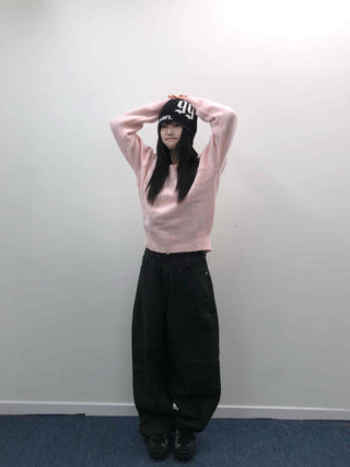 Soft Pastel Loose Fit Round Neck Knit