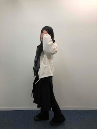 Check Hooded Snap Button Coach Jumper