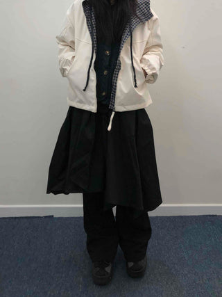 Check Hooded Snap Button Coach Jumper