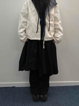 Check Hooded Snap Button Coach Jumper