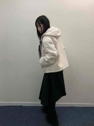 Check Hooded Snap Button Coach Jumper