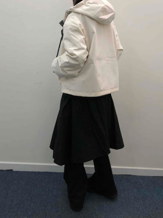 Check Hooded Snap Button Coach Jumper
