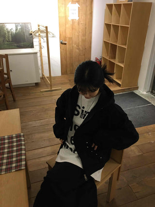 Chic Mood Silver Ball Oversized Zip-Up Hoodie