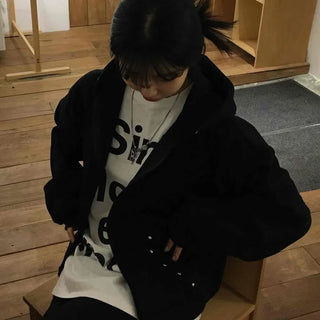 Chic Mood Silver Ball Oversized Zip-Up Hoodie
