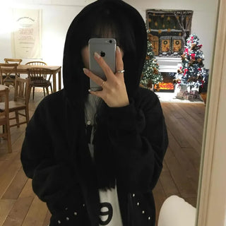 Chic Mood Silver Ball Oversized Zip-Up Hoodie