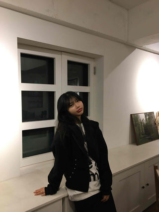 Chic Mood Silver Ball Oversized Zip-Up Hoodie