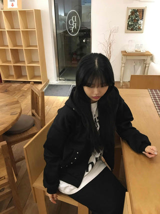 Chic Mood Silver Ball Oversized Zip-Up Hoodie