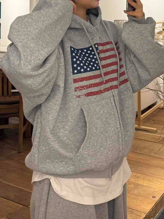 Y2K American Balloon Fit Pocket Zip-Up Hoodie