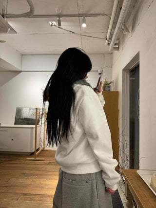 Pinter Mood Lettering Fur Hooded Zip-up