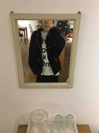 Oversized Studded Loose Fit Zip-Up Hoodie