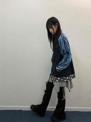Color Block Loose Fit Sporty Track Zip-up