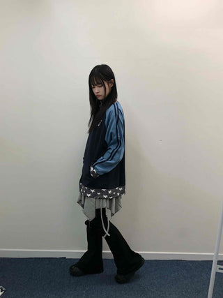 Color Block Loose Fit Sporty Track Zip-up