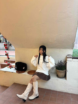 Wide Cable Oversized Off-Shoulder Knit