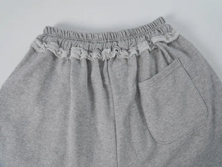 Lare Softy Frill Lettering Bermuda Pants