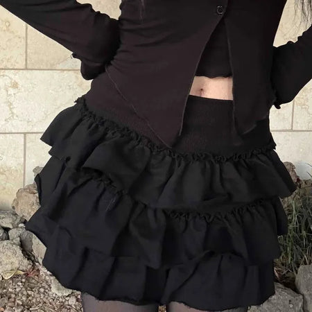 Romantic Tier Frill Balloon Mini Skirt