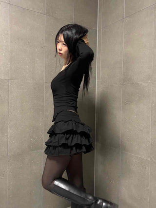 Romantic Tier Frill Balloon Mini Skirt