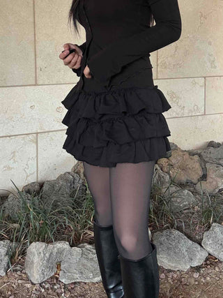 Romantic Tier Frill Balloon Mini Skirt