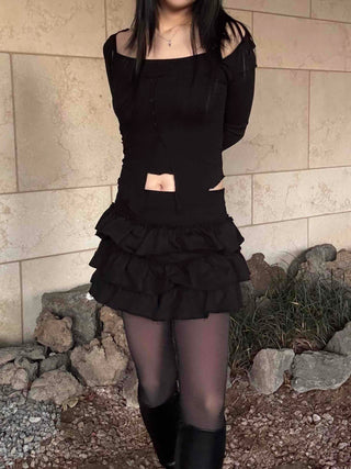 Romantic Tier Frill Balloon Mini Skirt