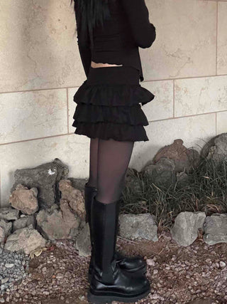 Romantic Tier Frill Balloon Mini Skirt
