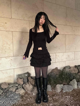 Romantic Tier Frill Balloon Mini Skirt