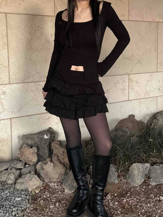 Romantic Tier Frill Balloon Mini Skirt