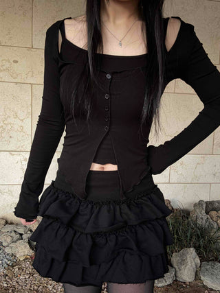 Romantic Tier Frill Balloon Mini Skirt