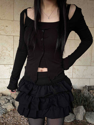 Romantic Tier Frill Balloon Mini Skirt