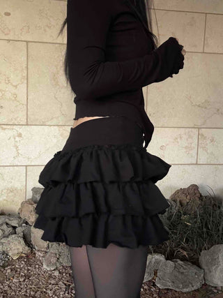 Romantic Tier Frill Balloon Mini Skirt