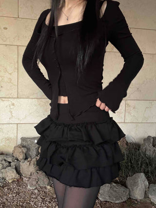 Romantic Tier Frill Balloon Mini Skirt